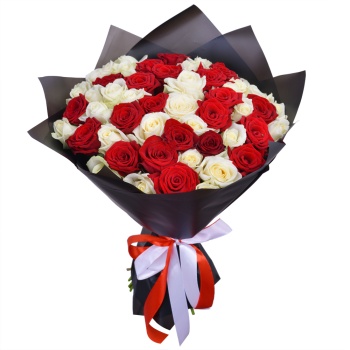 51 разноцветная роза premium 40 см