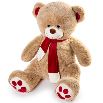 Большой плюшевый бежевый мишка