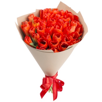 35 оранжевых тюльпанов