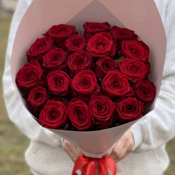 21 красная роза Premium 50 см
