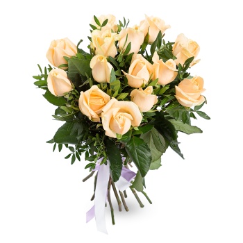 15 кремовых роз 60 см