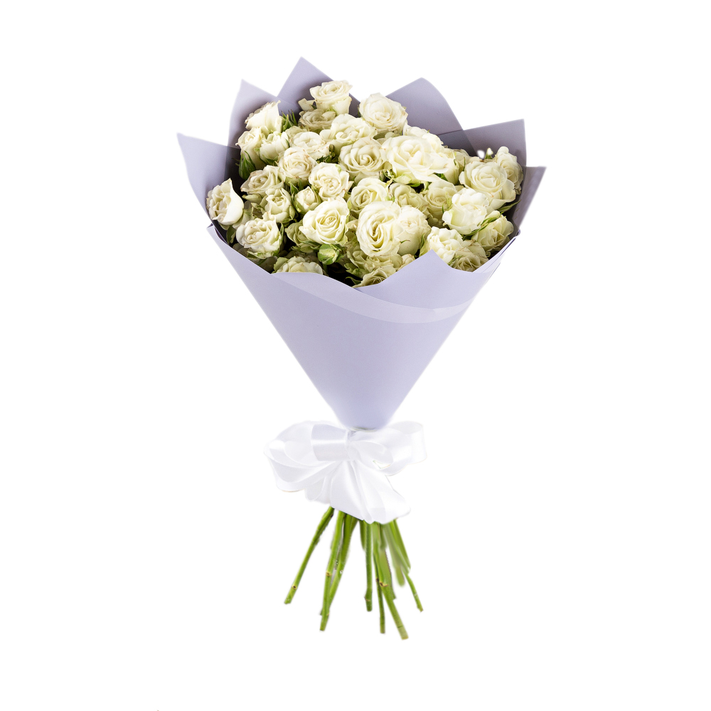 15 белых кустовых роз