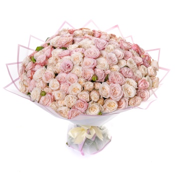 Букет из 101 разноцветной кустовой розы