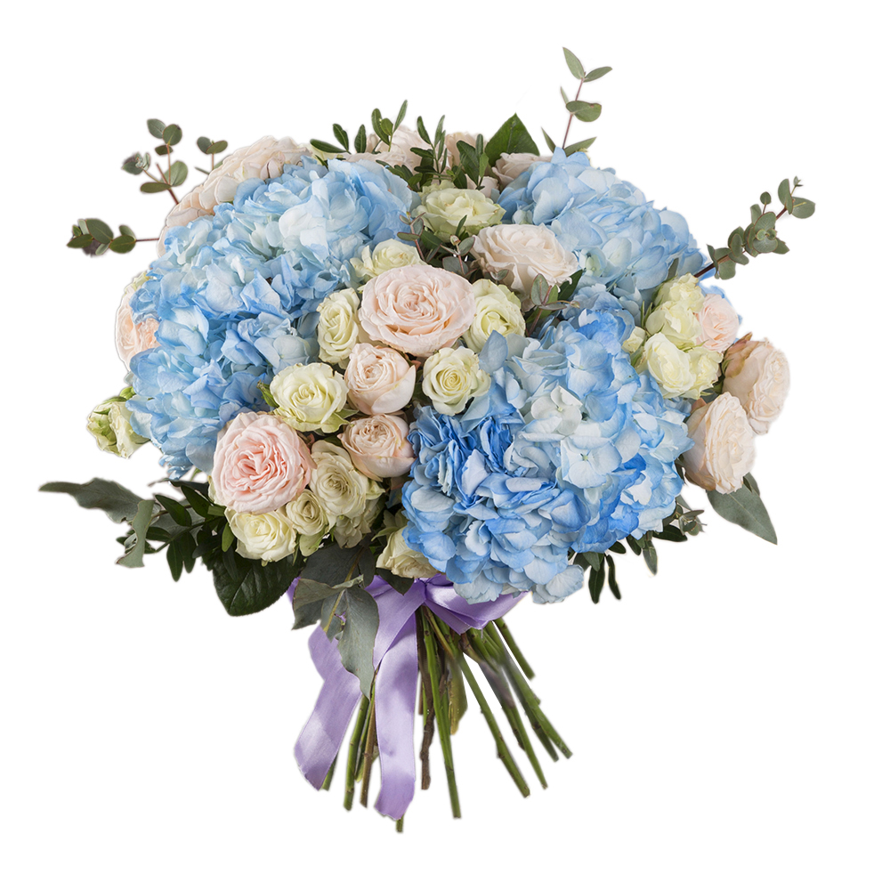 Букет из гортензий и роз