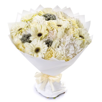 Букет из роз, хризантем и тюльпанов