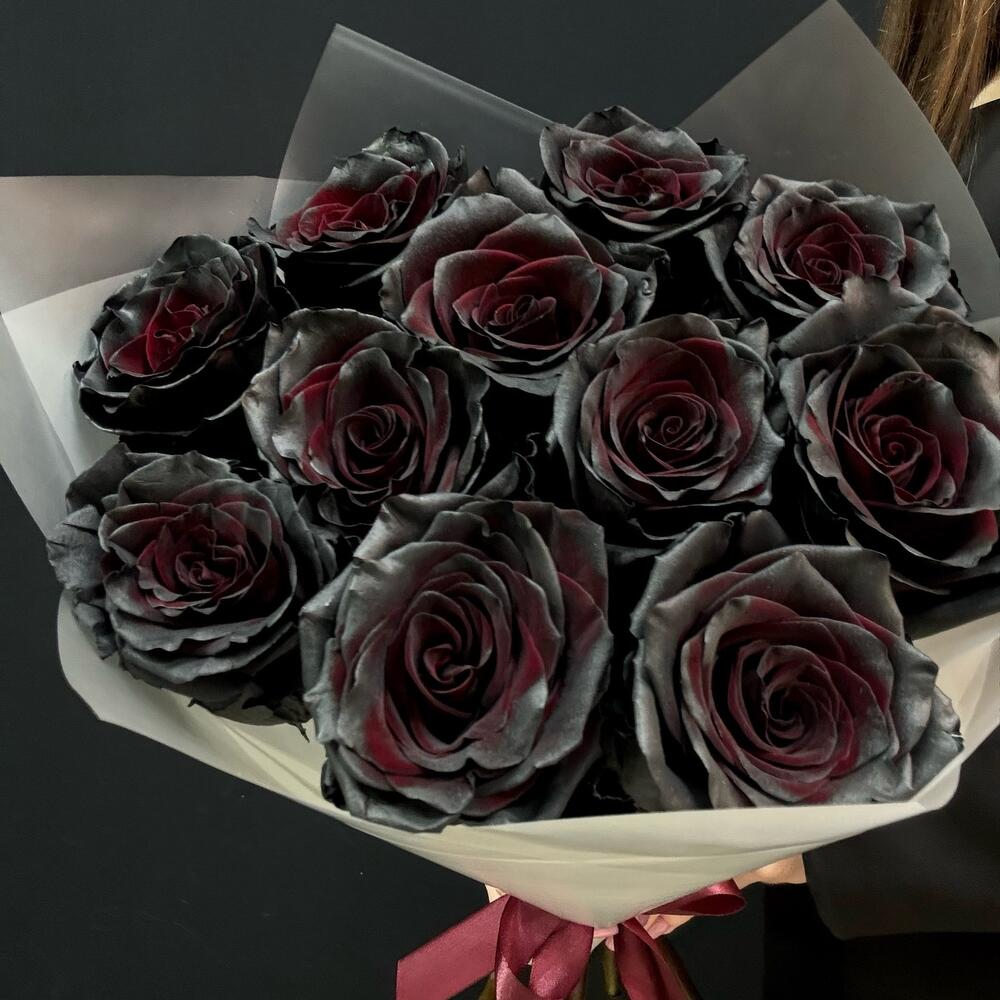 Букет из 11 чёрных роз Премиум