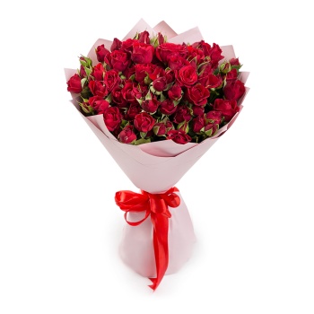 15 красных кустовых роз
