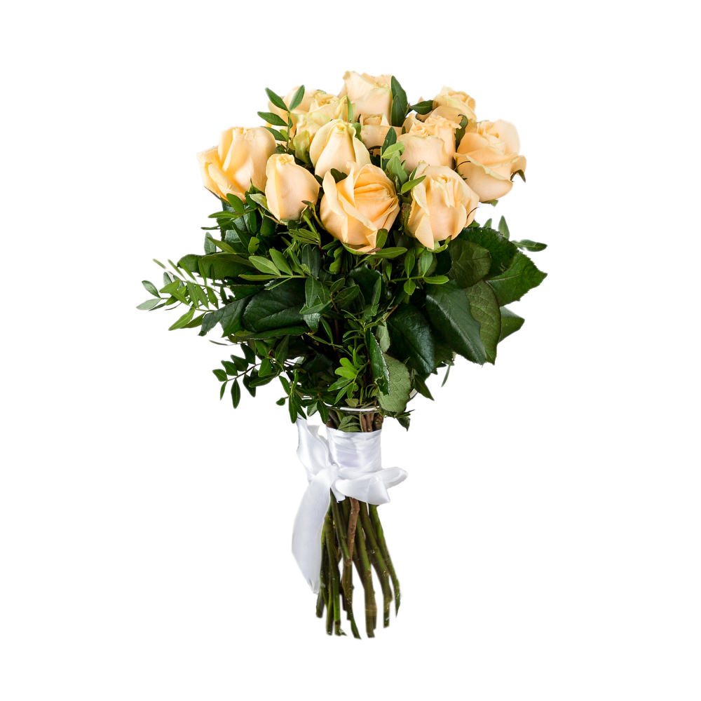 15 кремовых роз 60 см