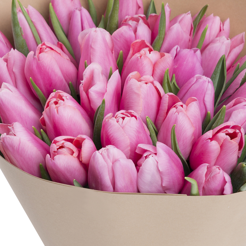35 розовых тюльпанов