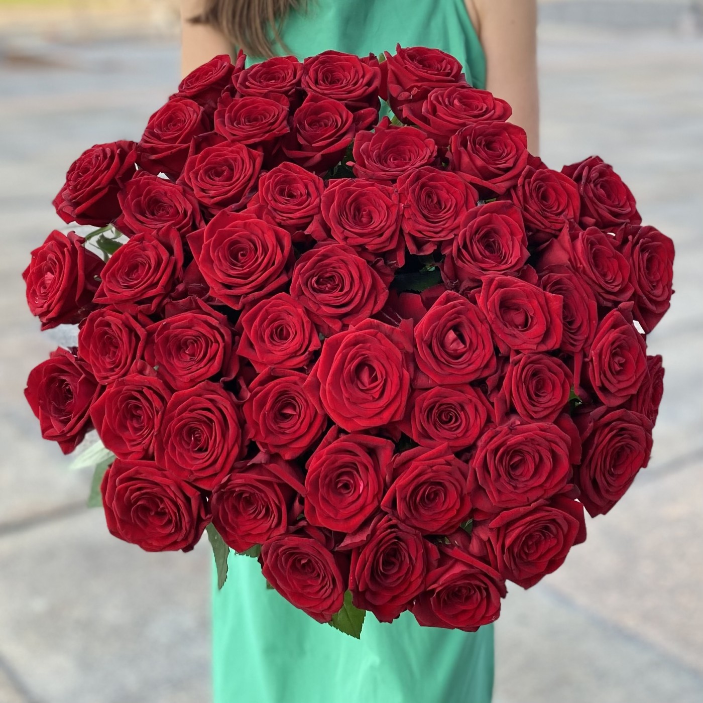 51 красная роза Premium 60 см.