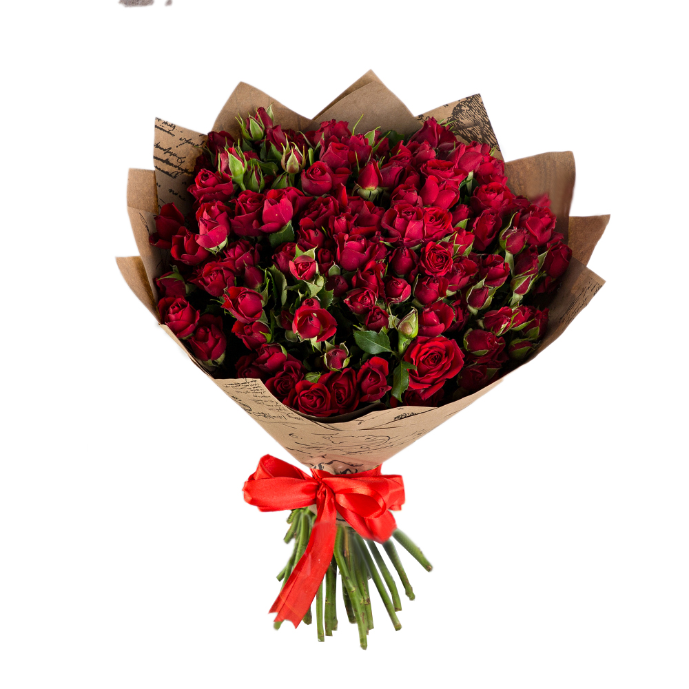 35 красных кустовых роз