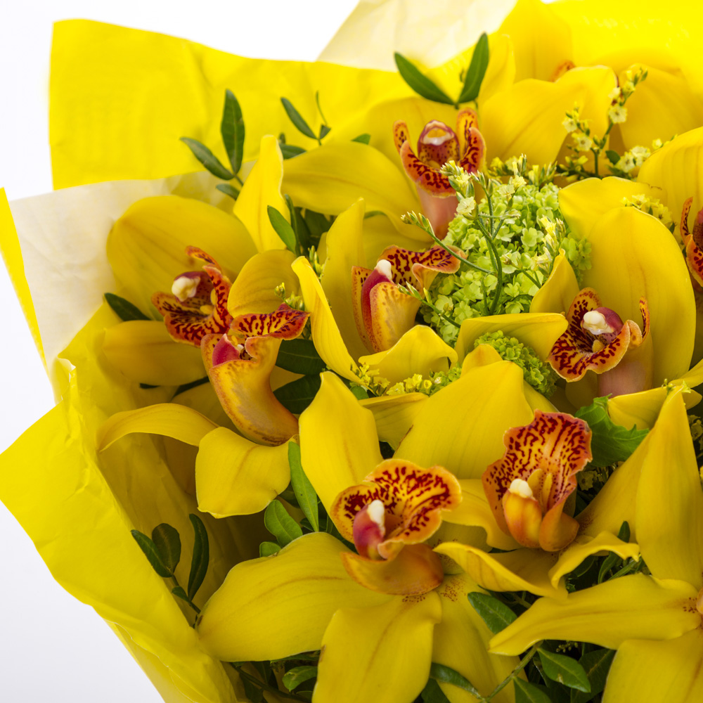 Букет из 15 желтых орхидей