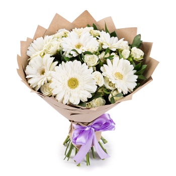 Букет из гербер и роз в крафте