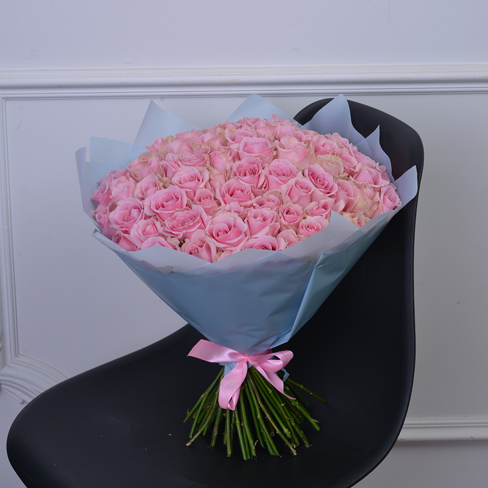 75 розовых роз Premium 40 см