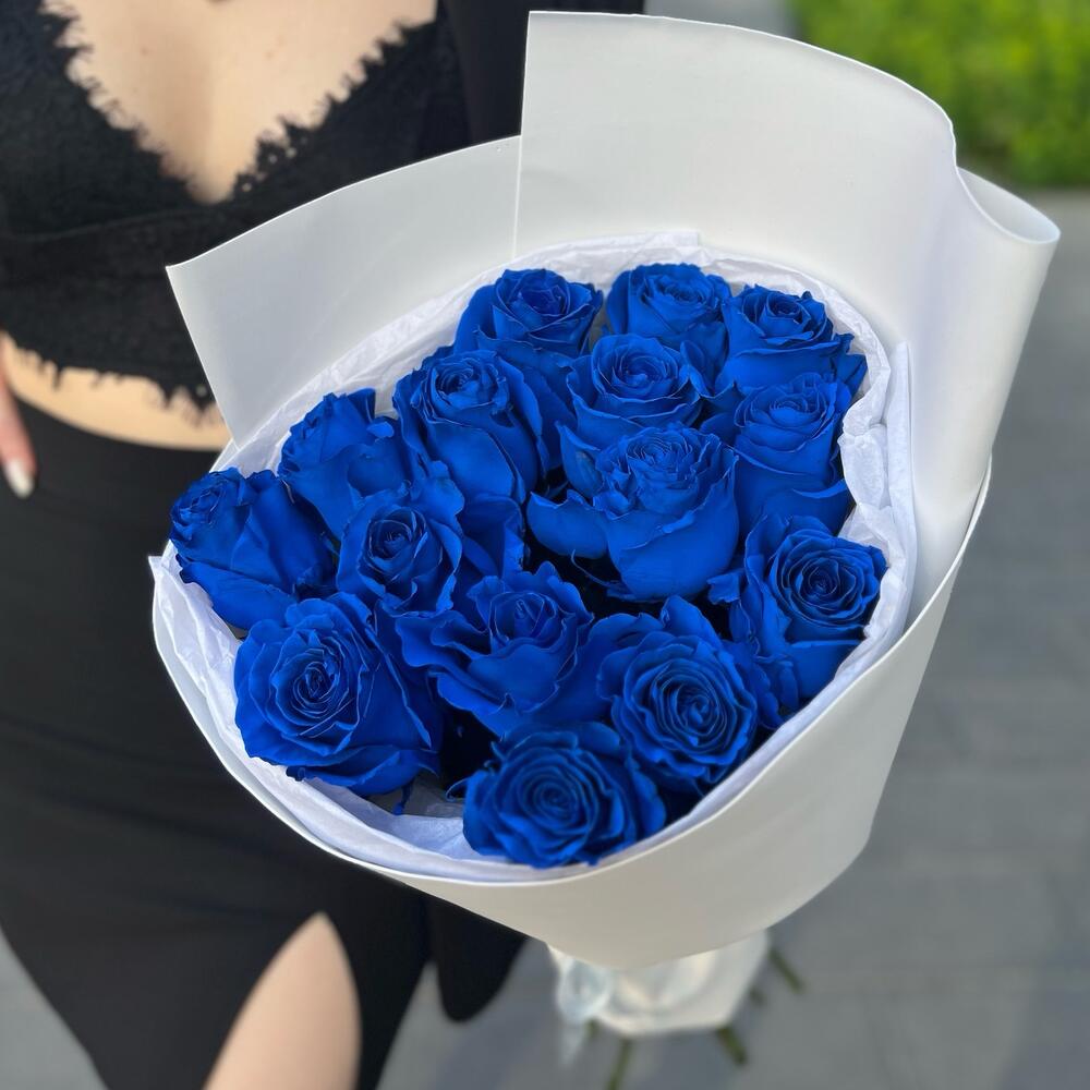 Букет из 15 синих роз Эквадор
