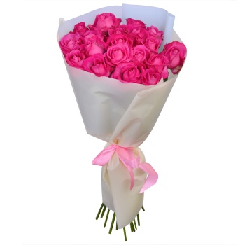19 малиновых роз 60 см