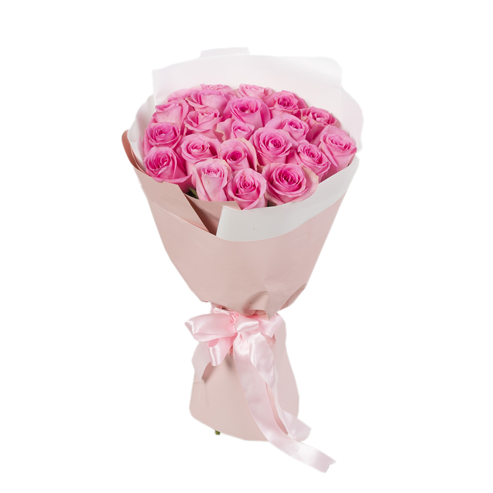 21 розовая роза Premium 40 см