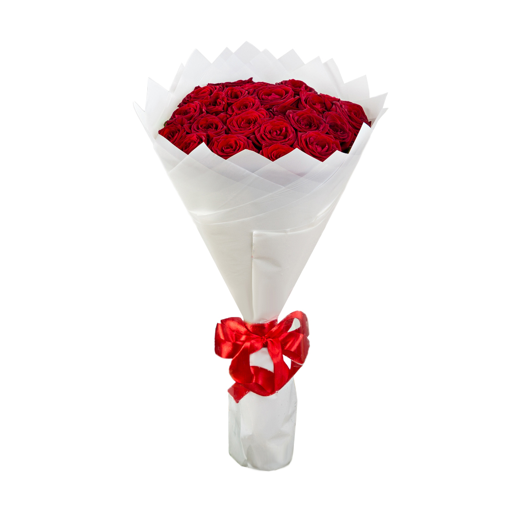 19 красных роз 50 см