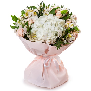 Букет с гортензией и альстромерией