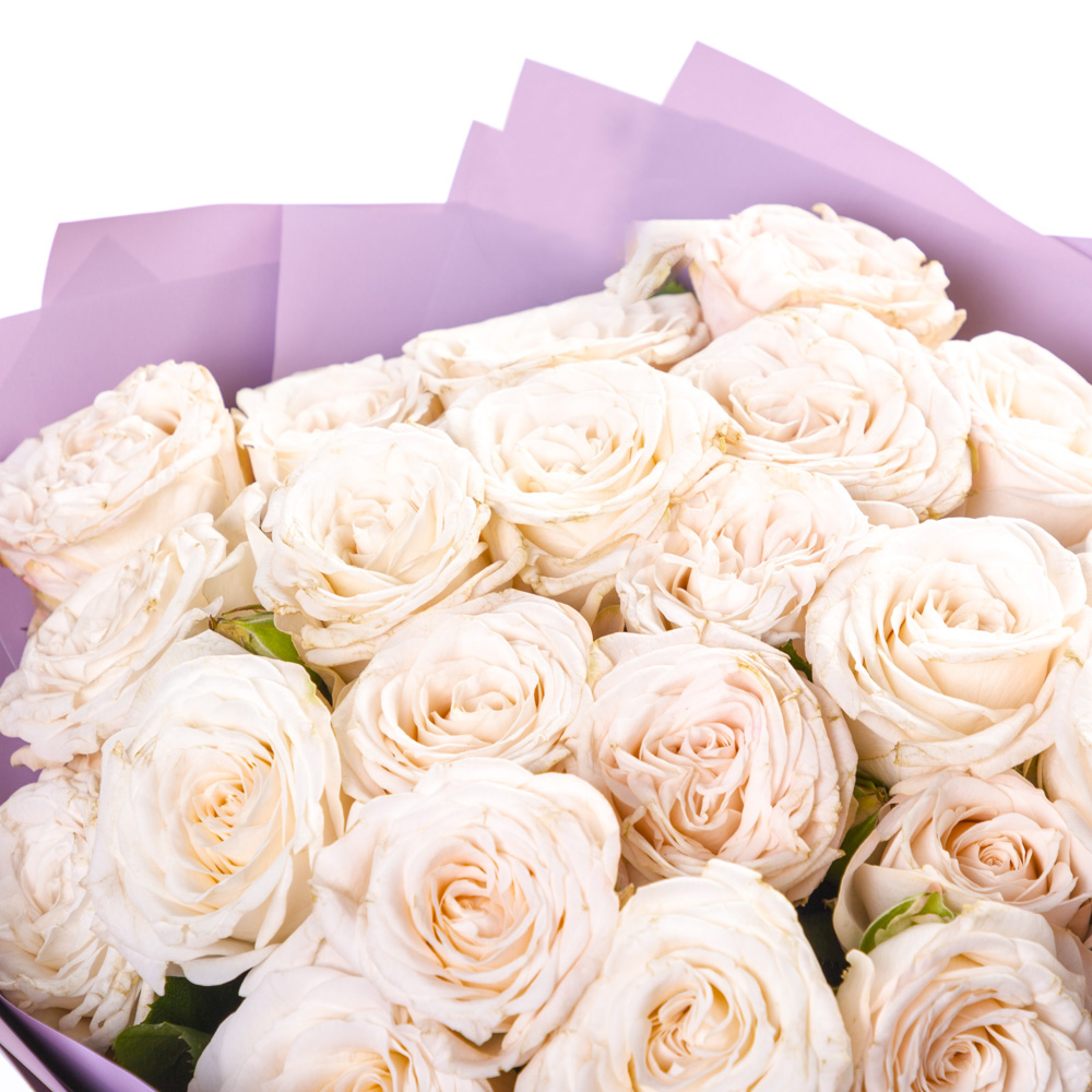 Букет из 21 кремовой кустовой розы