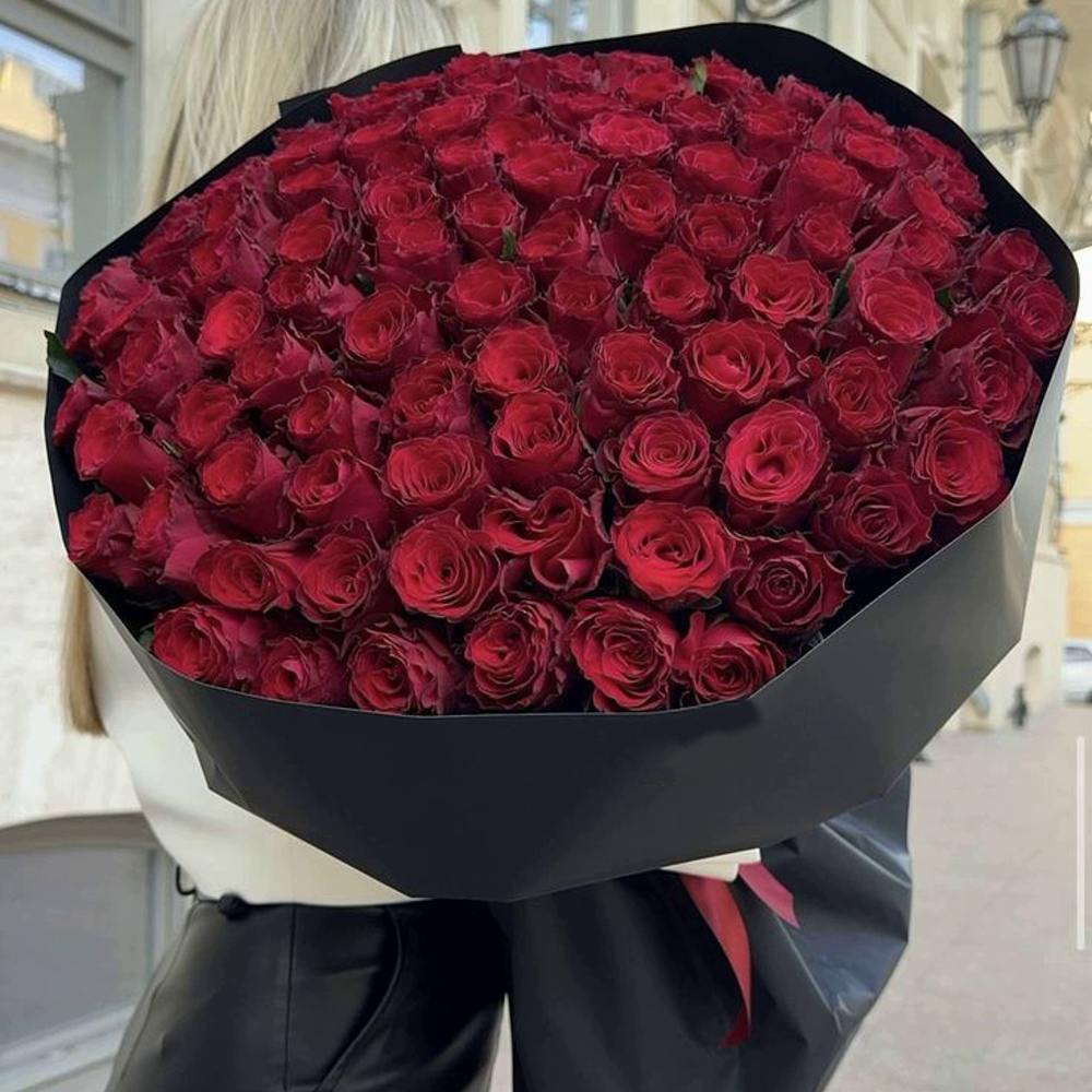 Акция! 101 красная роза Premium 50 см.