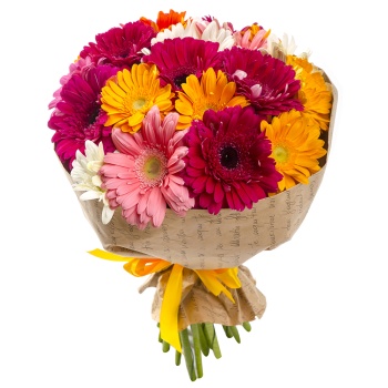 Букет из 21 разноцветной герберы