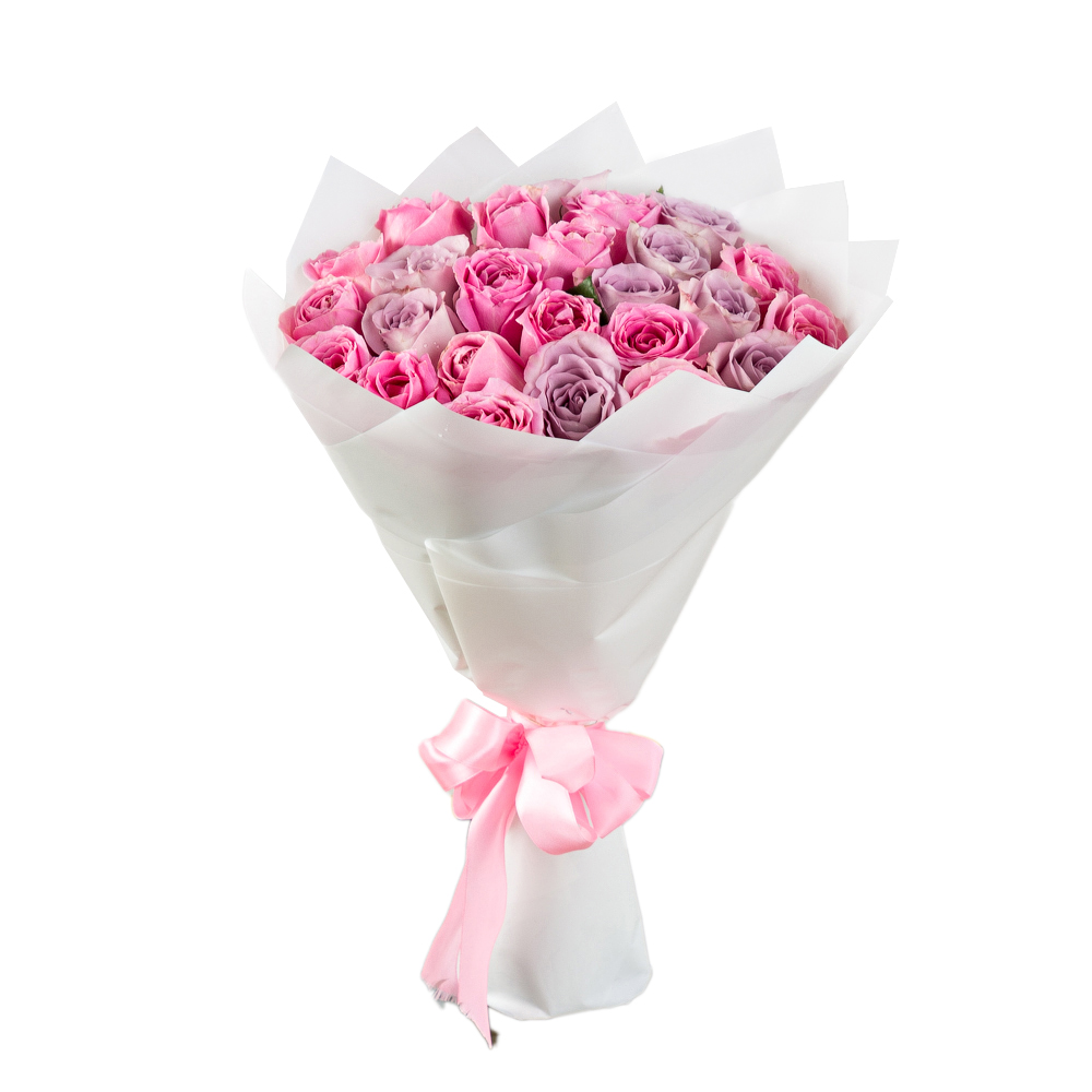 Букет из 25 разноцветных роз 50 см Ягодный микс