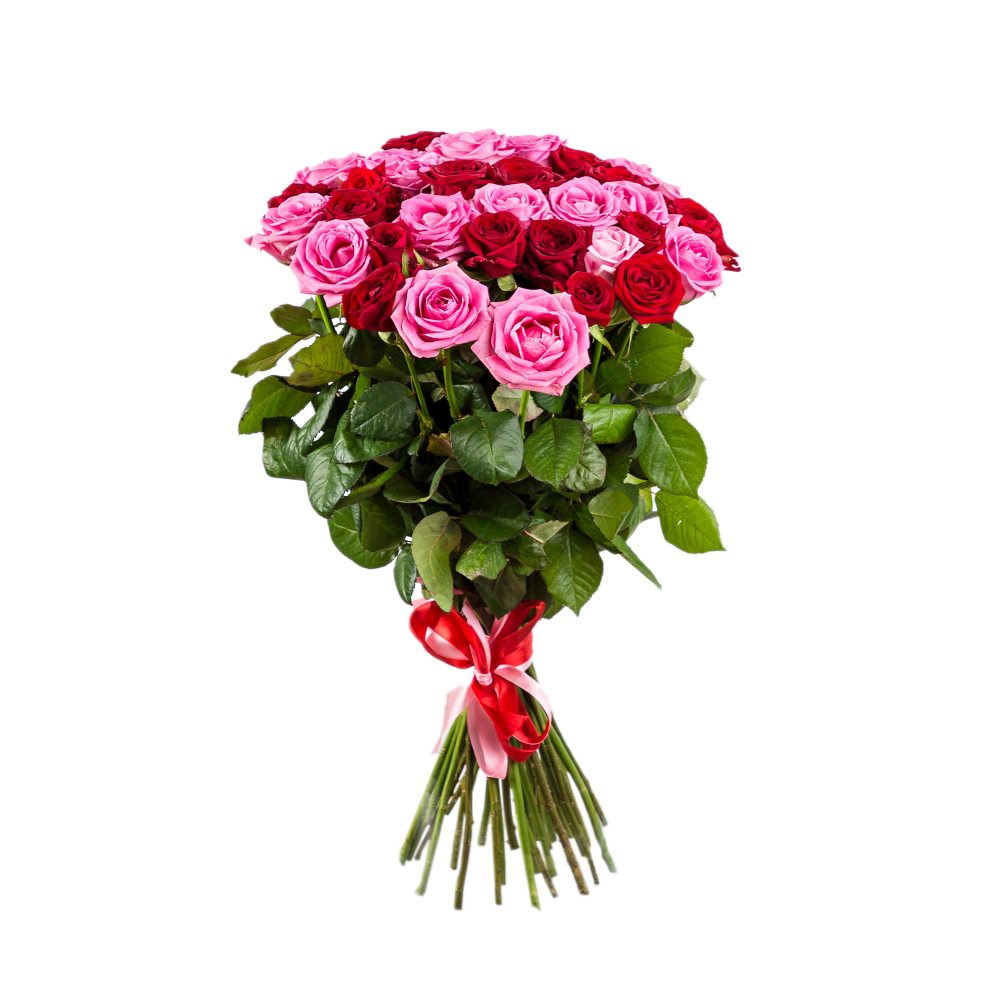 Букет из 35 разноцветных роз 60 см